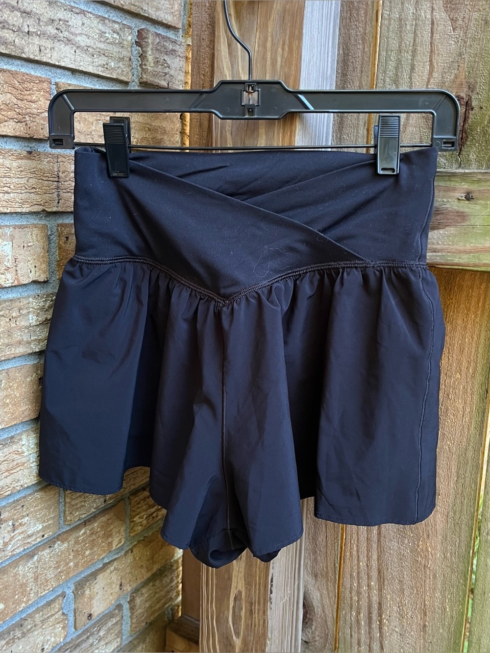 Offline by Aerie Black Athletic Shorts with Cross Waistband